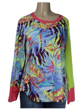 TITLE NINE 9 Tropical Floral Rash Guard Swim Sun shirt Cover Athletic Hiking XL